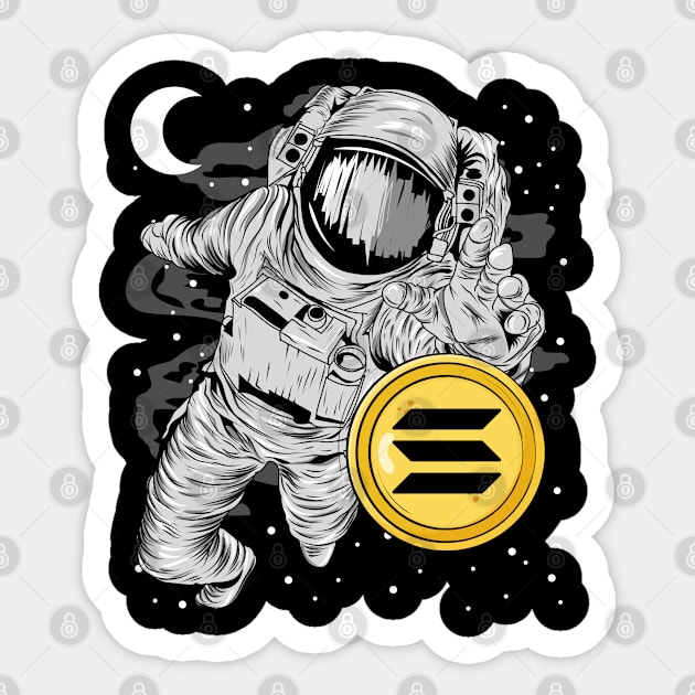 Astronaut Reaching Solana Coin To The Moon Crypto Token Cryptocurrency Wallet Birthday Gift For Men Women Kids Sticker by Thingking About